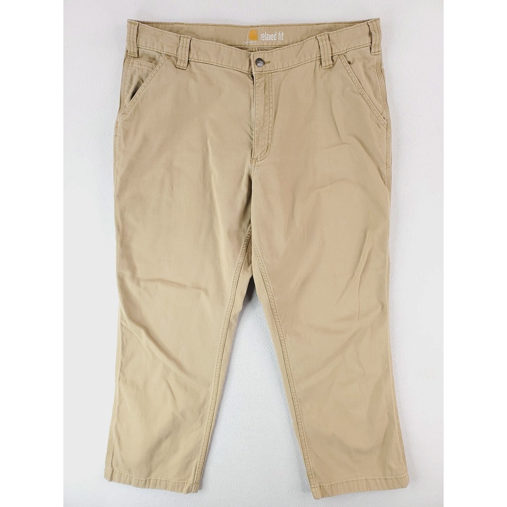 Carhartt Pants Mens 40x28* Tan Utility Cargo Workwear Relaxed Straight Stretch